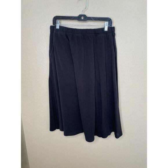 Woman Within Black A-Line Midi Skirt 18/20 L Soft Cotton Blend Flared Design - Picture 1 of 8